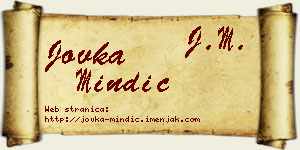 Jovka Mindić vizit kartica